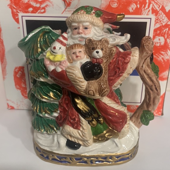 1994 Fitz Floyd Renaissance Santa Christmas Sugar & Creamer Set NIB - Picture 4 of 9
